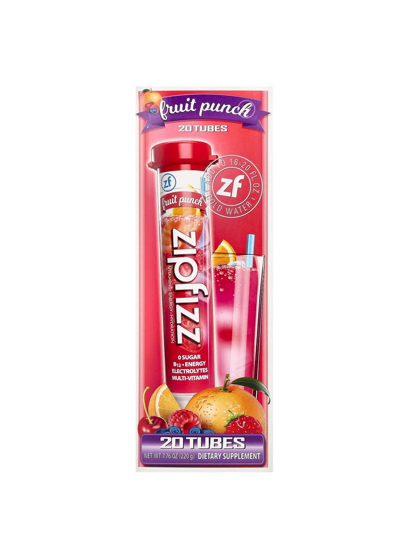 Energy Drink Mix, Fruit Punch, 20 Tubes, 0.39 oz (11 g) Each